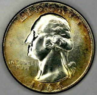 1964 - P 25c Washington Quarter 19owc0519= Bu 90 Silver 50 Cents For
