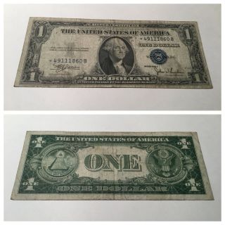 Vintage Star 1935 - C $1 Silver Certificate One Dollar Note Washington Blue Seal