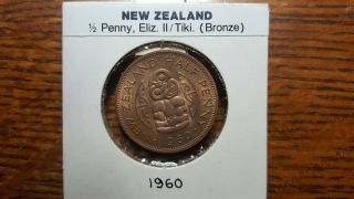 1960 Zealand Half (1/2) Penny Coin Uncirculated