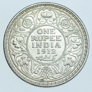 India British George V Rupee,  1912 Bombay Silver Coin Bu