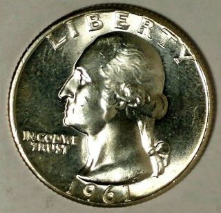 1961 - P 25c Washington Quarter 19urr0206 - 3 90 Silver Bu 50 Cents For
