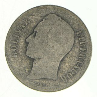 Silver - World Coin - 1911 Venezuela 2 Bolívares - 9.  5g - World Silver Coin 656