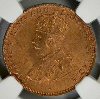 George V Hong Kong 1 Cent 1834 NGC MS64RB Bronze 2