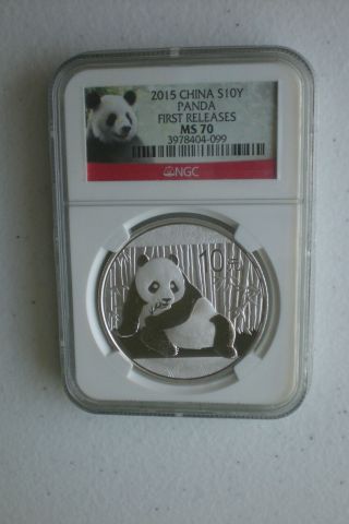 2015 China 10 Yuan Silver Panda Ngc Ms70 First Releases