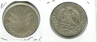 1875 Go Fr Mexico 8 Reale Silver Coin Xf 3905m