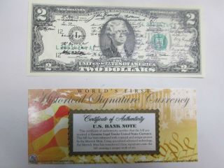 2009 Historical Signature Currency $2 Federal Reserve Note - Unc And
