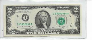 1976 United States $2 Federal Reserve Note Bu " Uncirculated Note
