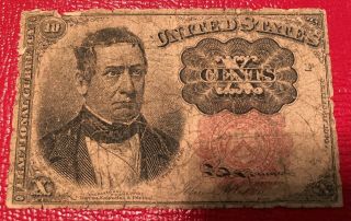 1874 Us 10 Cents 5th Issue Fractional Currency Bank Note