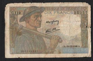 10 Francs From France 1946