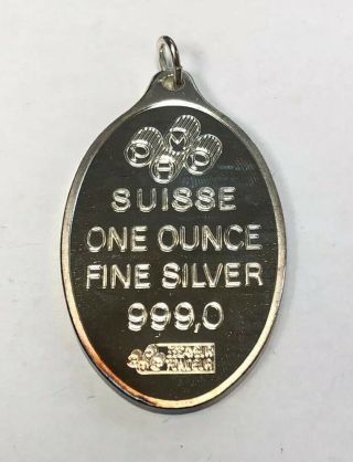 Pamp Suisse One Ounce 999 Silver Oval Bar With Bail