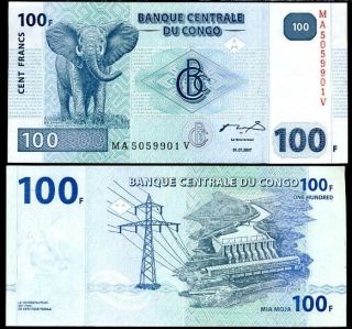 Congo 100 Francs 2007 P 98 Unc