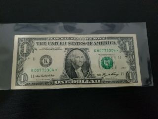 2006 $1 One Dollar Star Note Low Fancy Serial Number K 00773304 Circulated