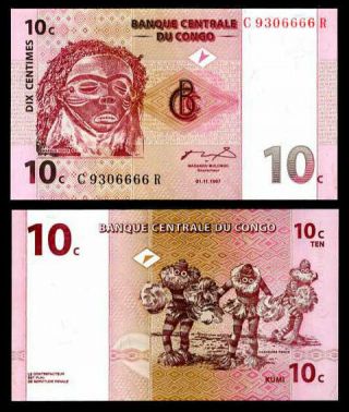 Congo 10 Centimes 1997 P 82 Unc