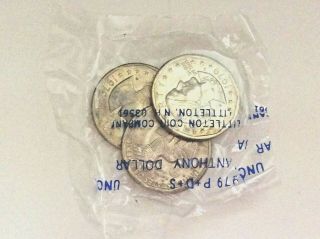 1979 Susan B.  Anthony $1 P,  D,  & S Coin Set Littleton Cello Bag