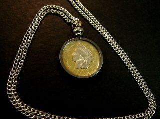 Indian Head Penny 18 " Necklace Heavy Gold And Silver Embossed Coin