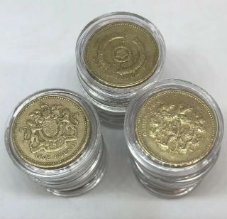 £20 Great British Pounds,  20 X Uk Vintage One Pound Coins 1983 - 2016 Type In Case