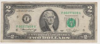 1976 $2 Dollar Bill Miss - Cut Note Rare