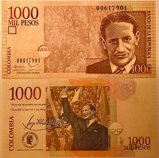 Colombia 1000 1,  000 Pesos 2016 2017 P 456 Unc