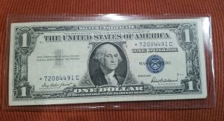 1957 $1 Star Note Silver Certificate Blue Seal Crisp Dollar