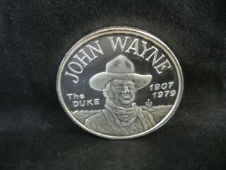 John Wayne " The Duke " 1 Troy Ounce.  999 Fine Silver Coin 1907 - 1979