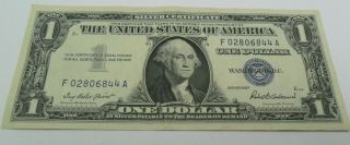 1957 $1 (one) Dollar Bill Silver Certificate Blue Seal