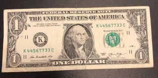 USD Dollar Bill Fancy Serial Number | Mixed LADDER 3 - 7 | 2013 FRN Doubles 2