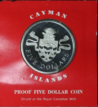 1974 Cayman Islands Five Dollars Gem Proof Commemorative Silver Coin