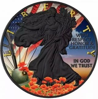 Usa 2017 1$ American Eagle 1 Oz Liberty Veterans Day 9999 Silver Coin