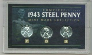 1943 - P - D & S Emergency Issue - Lincoln Wheat Cents (steel War Cents) - Encased