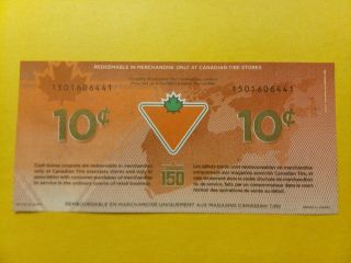 Canadian Tire limited edition Canada 150 anniversary 10 cent bill 2