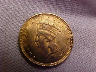 U S 1857 Indian Princess Head $1 Dollar Gold Coin With Damage