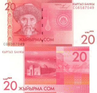 Kyrgyzstan 20 Som (2009) - Great Silk Road Building/p24 Unc