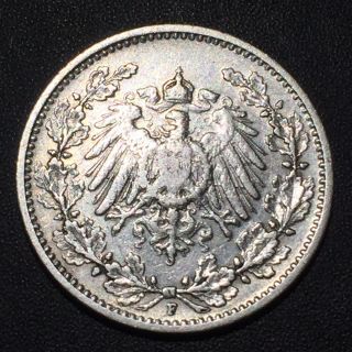 Old Foreign World Coin: 1905 - F Germany 1/2 Mark, .  900 Silver