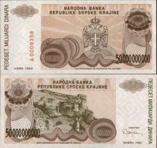Croatia - Krajina 50 Billion Dinara 1993 (a459)