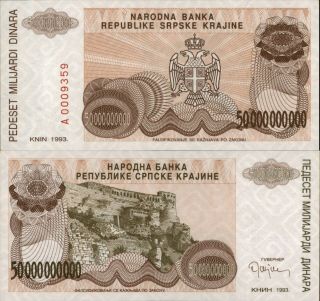 Croatia - Krajina 50 Billion Dinara 1993 (a457)