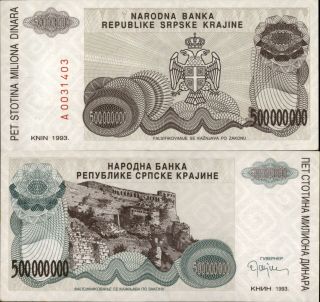 Croatia - Krajina 500 Million Dinara 1993 (a455)