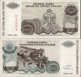 Croatia - Krajina 500 Million Dinara 1993 (a454)