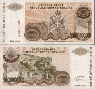 Croatia - Krajina 50 Billion Dinara 1992 (a453)