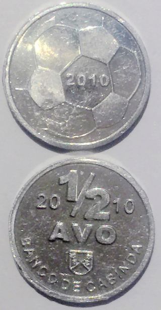 Cabinda - Angola 1/2 Avo 2010 Football Soccer 13mm Aluminium Coin Unc 1pcs