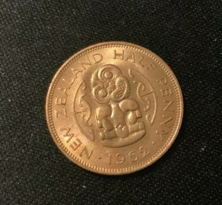 1962 Zealand 1/2 Penny.  Gem No Carbon 3