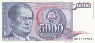 5000 Dinara Unc Banknote From Yugoslavia 1985 Pick - 93