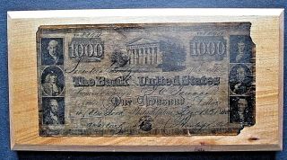 1840 $1000 Bank Note (the Bank Of The United States) 8894 Philadelphia Issue