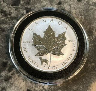 2018 1 Oz Silver Canada Maple Leaf Lunar Dog Privy $5 Bu W/ Air - Tite Foam Ring