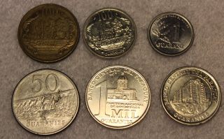 Set Of 6 Different Coins From Paraguay