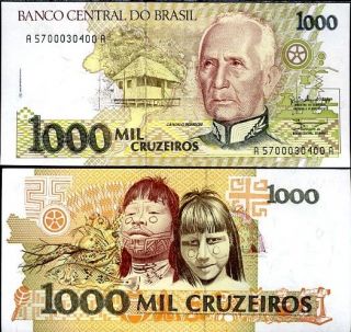 Brazil 1000 1,  000 Cruzeiros 1990 P 231 B Unc