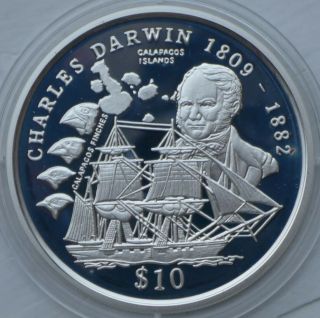 Sierra Leone 1999 $10 Charles Darwin Silver Km 116