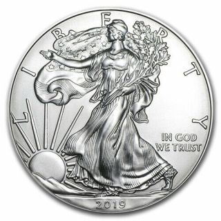 2019 1 Oz.  Fine Silver $1 Bullion American Eagle Coin Bu