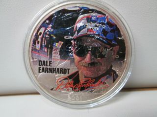 2001 Colored Dale Earnhardt American Eagle Proof Silver Dollar 1 Ounce Coin