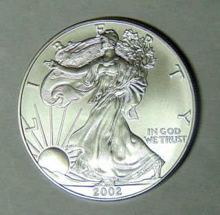2002 American Eagle 1 Oz.  Bu Silver Dollar Coins