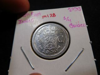 M138 Netherlands East Indies 1930 1/4 Gulden Unc